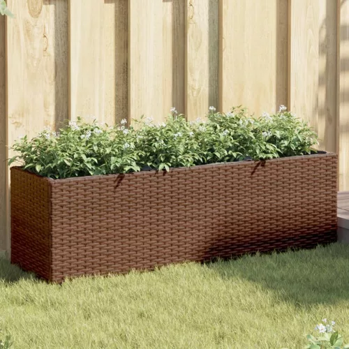 vidaXL 2 db barna polyrattan kerti ültetőláda 3 cseréppel 105x30x32cm
