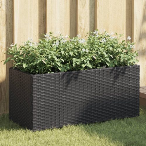 vidaXL 2 db fekete polyrattan kerti ültetőláda 2 cseréppel 72x30x32 cm