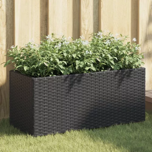 vidaXL 2 db fekete polyrattan kerti ültetőláda 2 cseréppel 72x30x32 cm