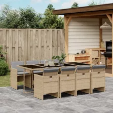   vidaXL 9 részes vegyes bézs polyrattan kerti étkezőgarnitúra párnákkal