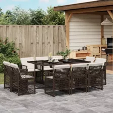   vidaXL 11 részes barna polyrattan kerti ülőgarnitúra párnákkal
