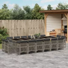   vidaXL 17 részes szürke polyrattan kerti étkezőgarnitúra párnával