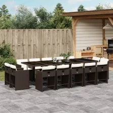   vidaXL 15 részes barna polyrattan kerti ülőgarnitúra párnákkal