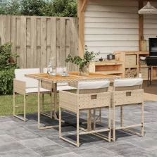   vidaXL 5 részes bézs polyrattan kerti étkezőgarnitúra párnákkal