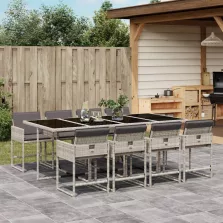   vidaXL 9részes világosszürke polyrattan kerti étkezőgarnitúra párnával