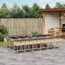   vidaXL 13részes vegyes bézs polyrattan kerti étkezőgarnitúra párnákkal