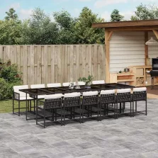   vidaXL 13 részes fekete polyrattan kerti ülőgarnitúra párnákkal