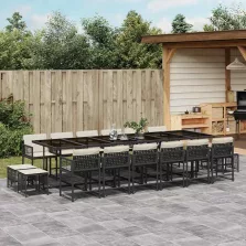   vidaXL 17 részes fekete polyrattan kerti étkezőgarnitúra párnákkal