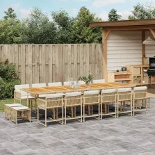   vidaXL 17 részes bézs polyrattan kerti étkezőgarnitúra párnákkal