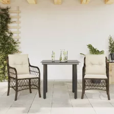   vidaXL 3 részes barna polyrattan bisztrógarnitúra párnákkal