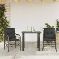   vidaXL 3 részes szürke polyrattan bisztrógarnitúra párnákkal