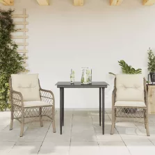   vidaXL 3 részes bézs polyrattan bisztrógarnitúra párnával