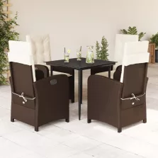   vidaXL 5 részes barna polyrattan kerti étkezőgarnitúra párnákkal