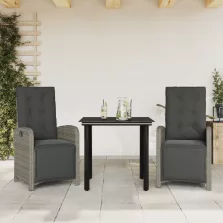   vidaXL 3 részes szürke polyrattan bisztrógarnitúra párnákkal