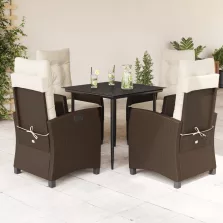   vidaXL 5 részes barna polyrattan kerti étkezőgarnitúra párnákkal