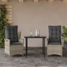   vidaXL 3részes világosszürke polyrattan kerti étkezőgarnitúra párnával