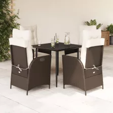   vidaXL 5 részes barna polyrattan kerti étkezőgarnitúra párnákkal
