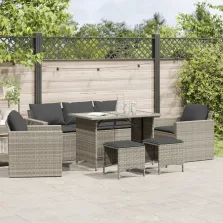   vidaXL 6 részes világosszürke polyrattan kerti ülőgarnitúra párnákkal