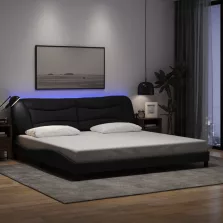   vidaXL fekete szövet ágykeret LED-es matrac nélkül 200 x 200 cm