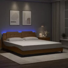   vidaXL kávészínű ágykeret LED-ekkel matrac nélkül Zadar 180 x 200 cm