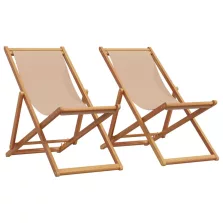   vidaXL 2 db tópszínű szövet és tömör fa összecsukható strandszék