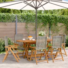   vidaXL 6 db szürke polyrattan és tömör fa dönthető kerti szék