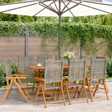   vidaXL 8 db szürke polyrattan és tömör fa dönthető kerti szék