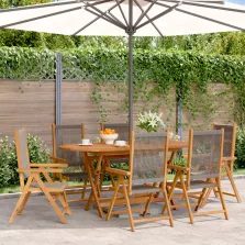 vidaXL 6 db szürke tömör akácfa dönthető kerti szék