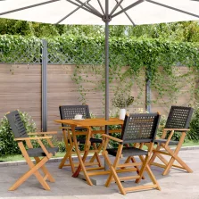   vidaXL 4 db fekete polyrattan és tömör fa összecsukható kerti szék