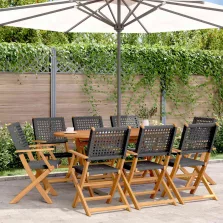   vidaXL 8 db fekete polyrattan és tömör fa összecsukható kerti szék