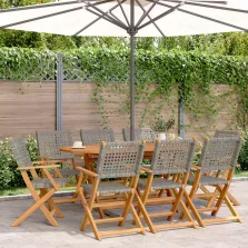   vidaXL 8 db szürke polyrattan és tömör fa összecsukható kerti szék