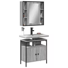   vidaXL 2 részes szürke sonoma színű szerelt fa fürdőszobai bútorszett