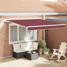   vidaXL burgundi vörös automata kihúzható LED-es napellenző 300x250 cm