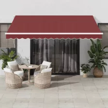   vidaXL burgundi vörös kézzel kihúzható napellenző 400 x 350 cm