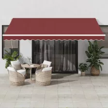  vidaXL burgundi vörös kézzel kihúzható napellenző 450 x 350 cm