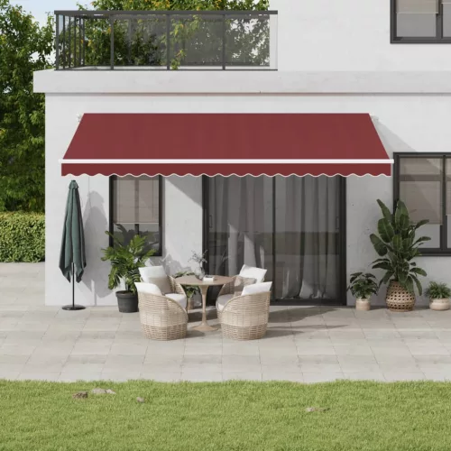 vidaXL burgundi vörös kézzel kihúzható napellenző 500 x 350 cm
