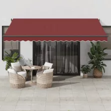   vidaXL burgundi vörös kézzel kihúzható napellenző 450 x 350 cm