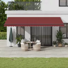   vidaXL burgundi vörös automata kihúzható LED-es napellenző 600x350 cm