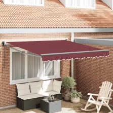   vidaXL burgundi vörös kézzel kihúzható napellenző 300 x 250 cm