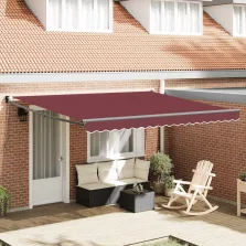   vidaXL burgundi vörös kézzel kihúzható napellenző 400 x 300 cm