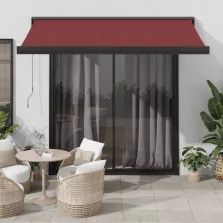   vidaXL burgundi vörös kézzel kihúzható napellenző 350 x 250 cm