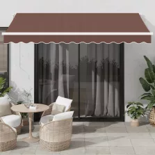   vidaXL barna automata kihúzható LED-es napellenző 350 x 250 cm