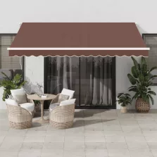   vidaXL barna automata kihúzható LED-es napellenző 400x350 cm