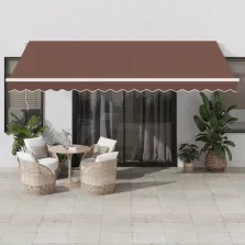   vidaXL barna automata kihúzható LED-es napellenző 450x350 cm
