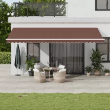   vidaXL barna kézzel kihúzható LED-es napellenző 600 x 350 cm