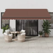   vidaXL barna kézzel kihúzható LED-es napellenző 450 x 350 cm