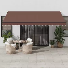   vidaXL barna automata kihúzható LED-es napellenző 450x350 cm