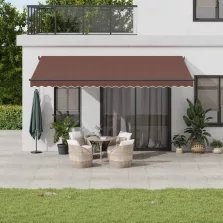   vidaXL barna automata kihúzható LED-es napellenző 500x350 cm