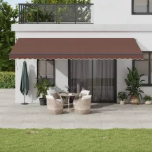   vidaXL barna kézzel kihúzható LED-es napellenző 600 x 350 cm
