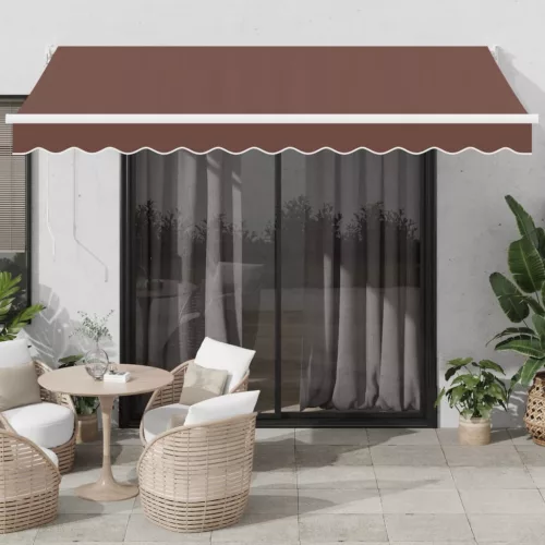vidaXL barna kézzel kihúzható napellenző 350 x 250 cm